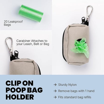 MalsiPree Complete Dog Walking Set - 9.8ft Retractable Leash Set with 20 Poop Bag and Dispenser, Leakproof Dog Water Bottle 12oz & Flashlight - Essential Walking Accessory for Small to Medium Dogs