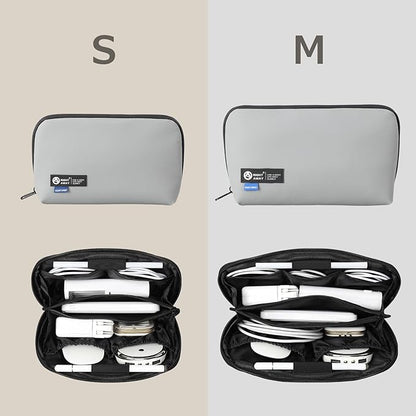 RIGHT AWAY Travel Tech Pouch，Waterproof Cord Case，Electronics Organizer Travel Case，Cable Organizer Storage Bag For Phone, Charger, Accessories（Gray）