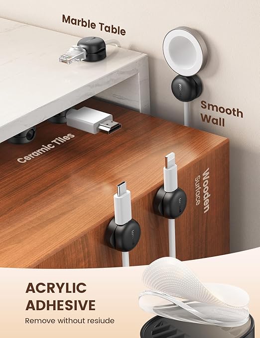 Lamicall Spring Cable Clips, Desk Office Accessory - 12Pack Compact Office Organizer Holder, Mother's Day for Mother, Cable Management Clips, Nightstand Phone Charging Cord Holder Wire Organizer