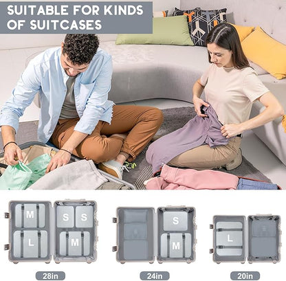 10 Set Packing Cubes for Travel, Travel Organizer with Hanging Toiletry Bag and Shoe Bag, Luggage Organizer Bags for Travel Essentials Women Men