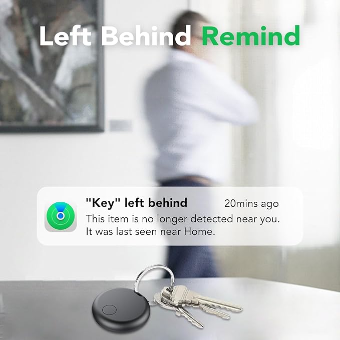 Air Tracker Tags-4 Pack: Smart Bluetooth Tracker, Item Finder Works with Apple Find My (iOS Only) App, Trakcer Tag Locator for Keys, Luggage, Satchel, weTag mini. (Not for Android Devices)