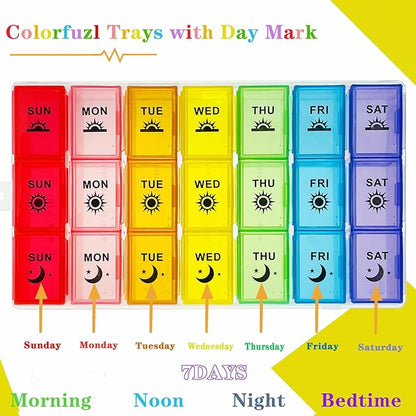 Weekly Pill Organizer 3 Times a Day, Large Pill Box 7 Day, Medicine Organizer Box, Pill Case Container, Daily Pill Organizer for Vitamins/Fish Oils.
