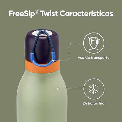 Owala FreeSip Twist Insulated Stainless Steel Water Bottle with Straw for Sports and Travel, BPA-Free, 24-oz, Blue/Green (Camo Cool)
