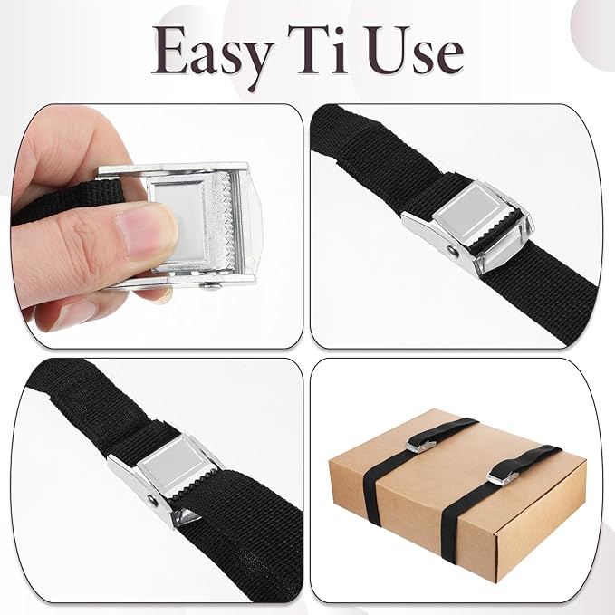 15 Pack Lashing Straps 1" x 6.5 Ft Tie Down Straps with Adjustable Cam Buckle Packing Strap Heavy-Duty for Cargo, Luggage, Motorcycles, Truck, Car Roof Rack, Black