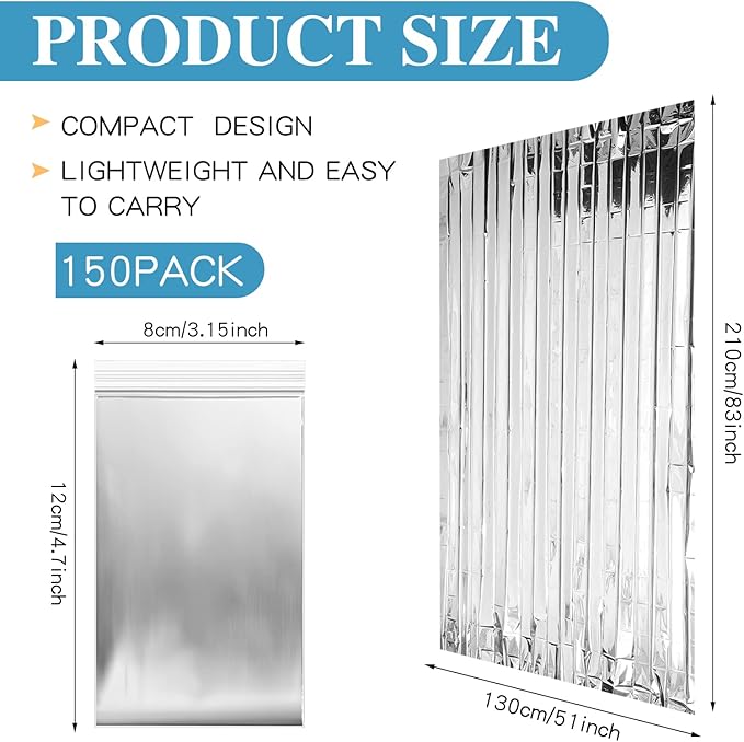 Macarrie Emergency Blanket Bulk - Survival Thermal Silver Foil Reflective Blankets Set Pack for Outdoors Shelter Space, Camping, Hiking, First Aid Supplies, Homeless Donations