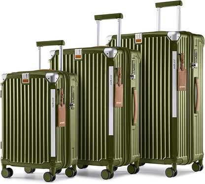 Joyway Luggage Sets 3 Piece, Expandable Suitcase with Smart Cup Holder and USB Port, Hardside Carry On Checked with TSA Lock Spinner Double Wheels, DarkGreen