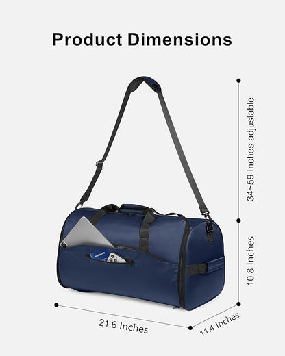 NPBAG Convertible Garment Duffle Bags for Travel - Carry on Garment Bag, Suit Bag for Men & Women, 3 in 1 Foldable Travel Duffle Backpack with Shoulder Strap (Blue)
