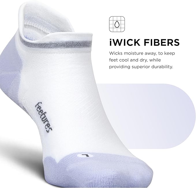 Feetures Elite Max Cushion No Show Tab Ankle Socks - Sport Sock with Targeted Compression
