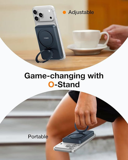 TORRAS EasyGo 10000mAh Magnetic Portable Charger Power Bank for iPhone, Fast Charging Travel Essential Wireless Battery Pack with Stand Compatible with Magsafe,17 Pro Max,Pro,16,15,14,13,12, Deep Blue