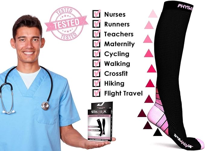 Physix Gear Compression Socks 20-30 mmHg - Men & Women - Running, Nurses, Shin Splints, Flight, Travel
