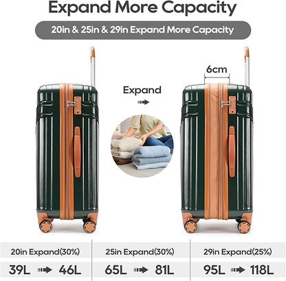 PRIMICIA GinzaTravel Luggage Sets 3-Piece Expandable Suitcases with Wheels PC+ABS Durable Hardside Luggage sets TSA lock