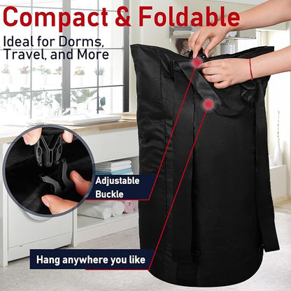 Laundry Bag Backpack Extra Large Travel Laundry Bags with Shoulder Straps Durable Polyster Clothes Hamper Bag for College Laundromat Apartment