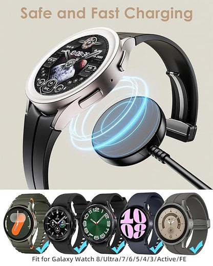 1FT for Samsung Galaxy Watch Charger Compatible with Watch 8/8 Classic/Ultra/7/6/6 Classic/5/5 Pro/4/4 Classic/3/Active/FE USB A Magnetic Fast Charging