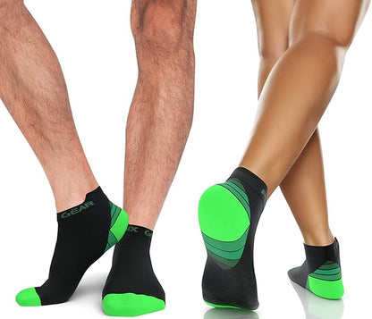 Physix Gear Short Compression Socks for Men & Women - Best Low Compression Socks Women & Men Ankle Socks with Arch Support