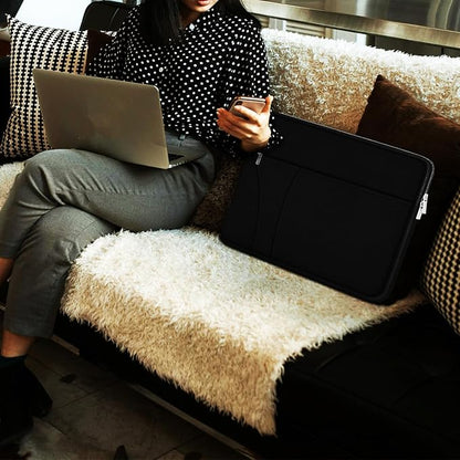 Laptop Sleeve Case 15.6 inch, Shockproof Protective Carrying Briefcase Computer Bag with Zippered Pocket, Slim Traveling Laptop Cover Compatible for HP, Dell, Asus, Lenovo, Notebook, Black