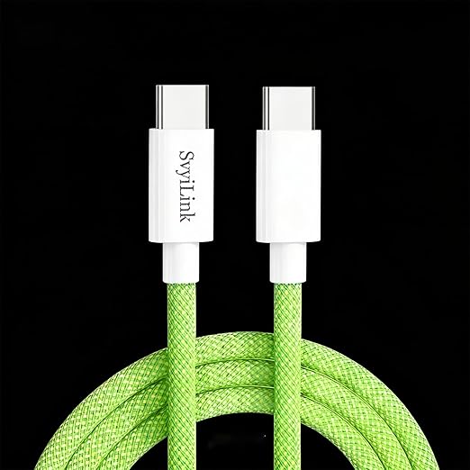 USB Cable PD Fast Charger (USB C to C Braid Green),Phone Data Cable, Fast Charging Cable, 39-inch, Density-Mixed Braided Body, Compatible with Almost All Type-C Devices.