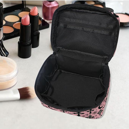 MNSRUU Makeup Bags, Black Gothic Moon Spider Webs and Bats Makeup Organizer Bags Toiletry Bag Box Travel Cosmetic Bag Make Up Train Case for Women Teen Girl Ladies