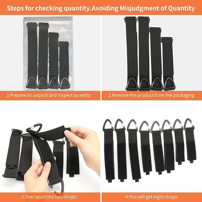 Extension Cord Organizer(8 Pack), Extension Cord Holder for Garage Organization and Storage, Heavy Duty Storage Straps for Cables, Hoses and Ropes, with Triangle Buckle for Hanging, Design Patent