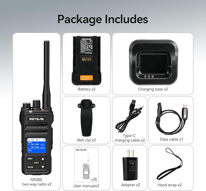 Retevis NR30S GMRS Long Range 2 Way Radio,IP67 Waterproof Two Way Radio,High Output,Professional Walkie Talkies for Emergency,Noise Canceling,2800mAh,NOAA,Group Call,for Off-Road Hunting (2 Pack)
