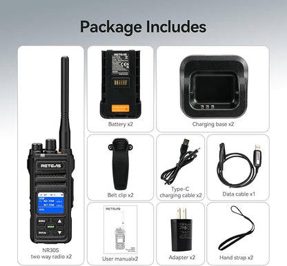 Retevis NR30S GMRS Long Range 2 Way Radio,IP67 Waterproof Two Way Radio,High Output,Professional Walkie Talkies for Emergency,Noise Canceling,2800mAh,NOAA,Group Call,for Off-Road Hunting (2 Pack)