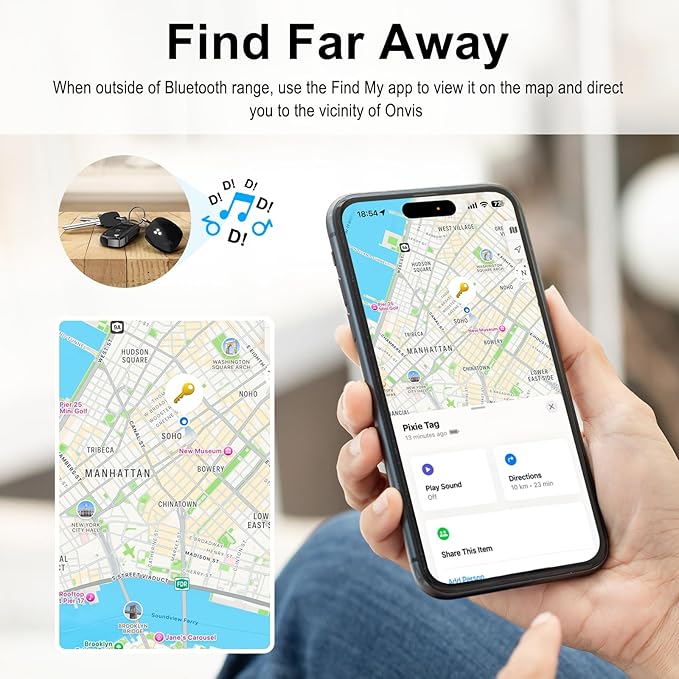 Onvis Item Finders Tracker Work with Apple Find My APP (iOS Only, Not for Android), Smart Bluetooth Locator for Keys, Luggage Suitcases, Bags Wallets, Backpack, IP67 Waterproof (2 Pack)
