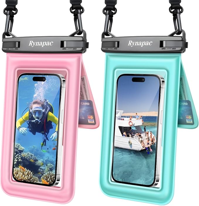 [Up to 8.5''] Waterproof Phone Pouch Floating, Double Bags Waterproof Phone Case with Lanyard for iPhone 16 15 Pro Max, Galaxy S25 S24 Ultra, IPX8 Cellphone Dry Bag Beach Cruise Ship Essentials 2 Pack