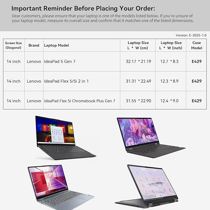 Smatree 14 inch Laptop Sleeve for Lenovo IdeaPad 5 Gen 7, for IdeaPad Flex 5/5i 2 in 1, for IdeaPad Flex 5i Chromebook Plus Gen 7 Laptop Bag with Accessory Pocket, YKK Zipper (E429)