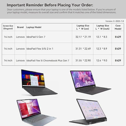 Smatree 14 inch Laptop Sleeve for Lenovo IdeaPad 5 Gen 7, for IdeaPad Flex 5/5i 2 in 1, for IdeaPad Flex 5i Chromebook Plus Gen 7 Laptop Bag with Accessory Pocket, YKK Zipper (E429)
