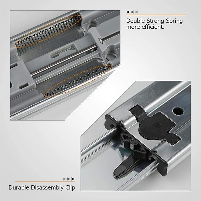 LONTAN 2 Pairs Soft Close Drawer Slides 22 inch Heavy Duty Ball Bearing Cabinet Rails - 4502S3-22 Full Extension Dresser Glides 100 LB Capacity
