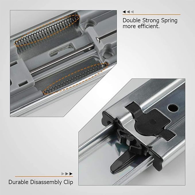 LONTAN 2 Pairs Soft Close Drawer Slides 12 inch Heavy Duty Ball Bearing Dresser Drawer Glides 9.76" Extension Side Mount Kitchen Cabinet Rails 100lb Capacity
