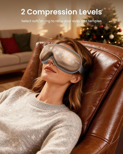 RENPHO Christmas Limited Edition Eye Massager with Heat, White Elephant Christmas Birthday Gifts for Women Men Mom Her, Eye Mask for Migraine, Sleep Mask for Dry Eyes Relax Eyeris 1 Snowflake Golden