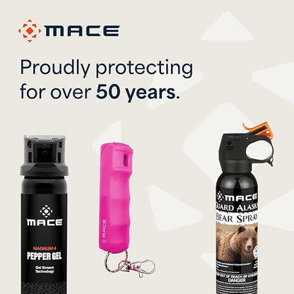 Mace Pepper Spray - Maximum Police Strength OC with UV Dye, Fast Flip Top, Ergonomic Finger Grip, Easy Carry Keychain, 12 Feet Range, 0.42 oz Compact Model, Self Defense Pepper Spray for Women & Men