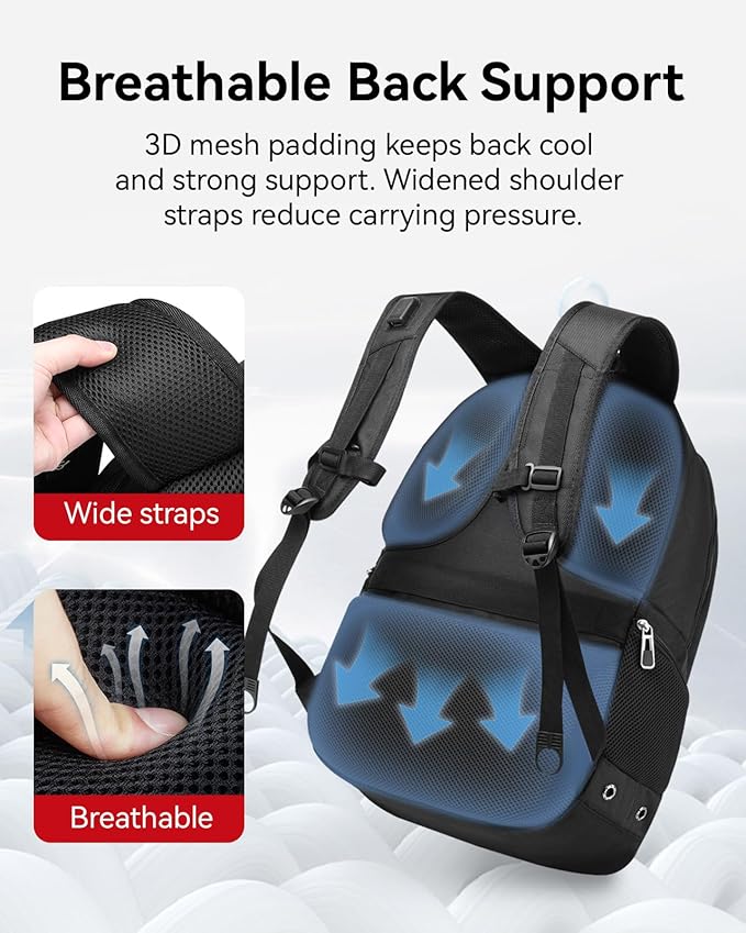 CROSSGEAR Travel Laptop Backpack, Large Computer Business Backpack Fits 17.3 Inch Laptop, Multi-pocket, Breathable Padded, Water Resistant Casual Daypacks for Men Women