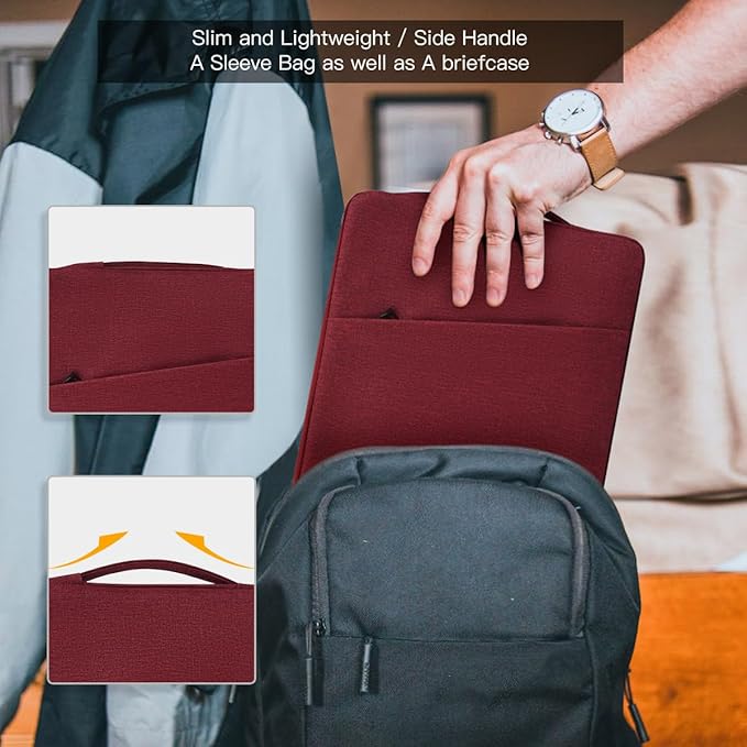 16 Inch Laptop Sleeve for 16 inch New MacBook Pro M4/M3/M2/M1 Pro/Max A3186 A3403 A2991 A2780 A2485 2025-2021, Protective Computer Case Bag with Pocket, Wine Red