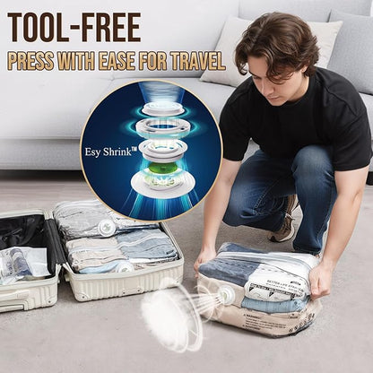 TAILI 12 Pack Cube Vacuum Storage Bags, Medium Size (25x19x11 inch), Vacuum Seal Bags for Clothing, Travel Compression Packing for Clothes, Blankets, Baby Clothes, Travel Accessories