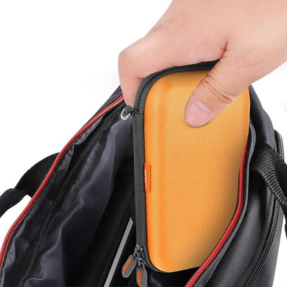 Orange Shockproof Hard EVA Carrying Case Travel Pouch for External Hard Drive, Power Bank, Cell Phone, Cable, Cord - Portable Small Electronic Accessories Organizer Storage Zipper Pouch