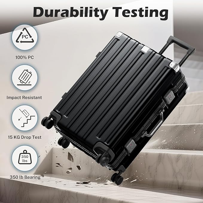 Krute Aluminum Frame Carry On Luggage 20 Inch Zipperless Luggages USB Charger Hardside PC Suitcase With Spinner Wheels Airline Approved Hard Shell Suitcases with TSA Lock (1 Piece)