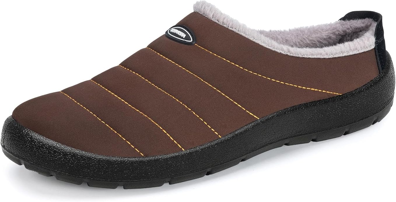 Mishansha Mens Womens House Slippers Warm Fur Lined Winter House Shoes Slip on Cozy Indoor Outdoor Slipper