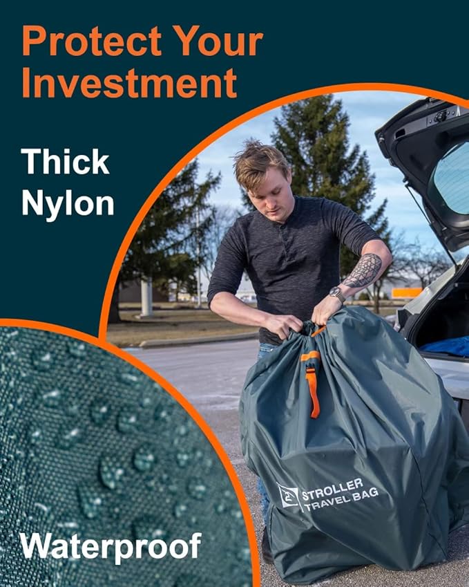 Extra Large,Heavy Duty Stroller and Car Seat Gate Check Bag,Compatible with: WONDERFOLD, BOB, DOONA, RADIO FLYER, VEER, JEEP WAGON, ETC., double and Jogging Strollers,Stroller Bag for Airplane