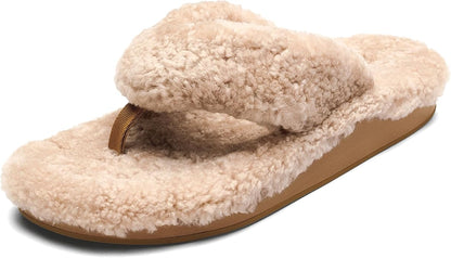 OLUKAI Kipe'a Heu Women's Sandal Slippers, Soft & Comfortable Shearling-Wrapped Straps, Durable Rubber Outsoles for All-Day Wear, Causal & Cute Everyday Style