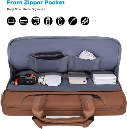 MOSISO 360 Protective Laptop Shoulder Bag Compatible with MacBook Air 15 M4 A3241 M3 A3114 M2 A2941/Pro 16 inch M4 M3 M2 M1, 15-15.6 inch Notebook,Matching Color Sleeve with Belt, Caramel Brown