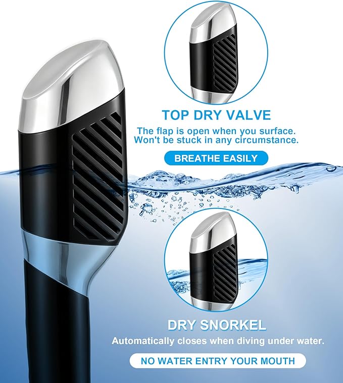 Aegend Snorkeling Gear for Adults Youth Kids, Dry Snorkel Set Panoramic View Enhanced Anti-Leak and Anti-Fog Technology, Adjustable Strap for Snorkeling Scuba Diving Swimming with Mesh Bag