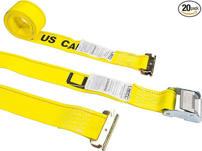 US Cargo Control E-Track Cam Buckle Straps (20-Pack), 2 Inch x 12 Foot E Track Straps with Cam Buckle and Spring E-Fittings, 2,500 LBS Break Strength, Easy-to-Use Tiedowns in Vans and Trailers