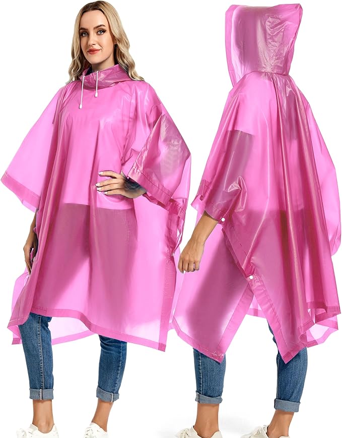 2 Pack Rain Ponchos for Adults Reusable - Raincoats Survival Emergency Heavy Duty Rain Coat with Drawstring Hood