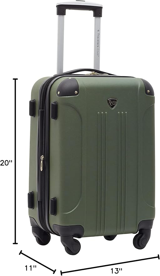 Travelers Club Chicago Expandable Luggage, Thyme Green, 20" Carry-On