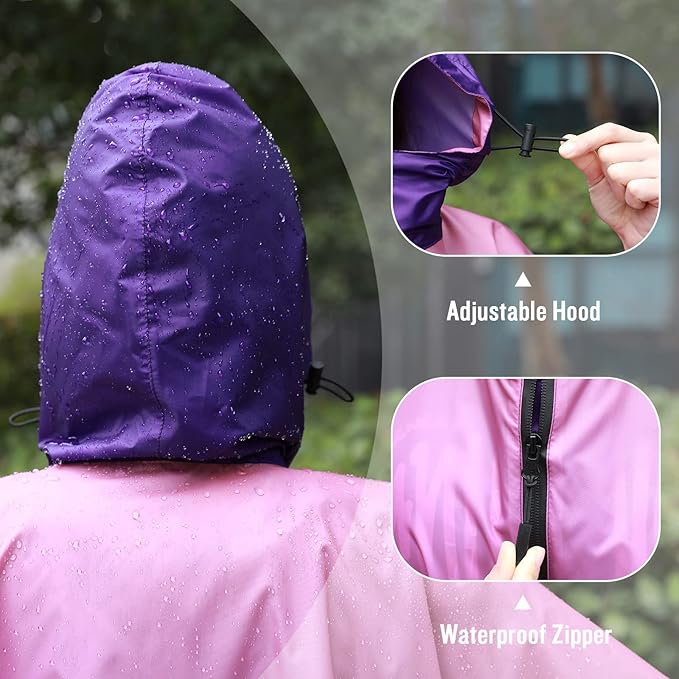 SaphiRose Unisex Rain Poncho Waterproof Raincoat Hooded for Adults Women with Pockets