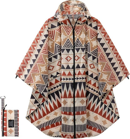Hooded Rain Ponchos for Adult - Rain Coat and Rain Jacket with Waterproof Pocket and Zipper