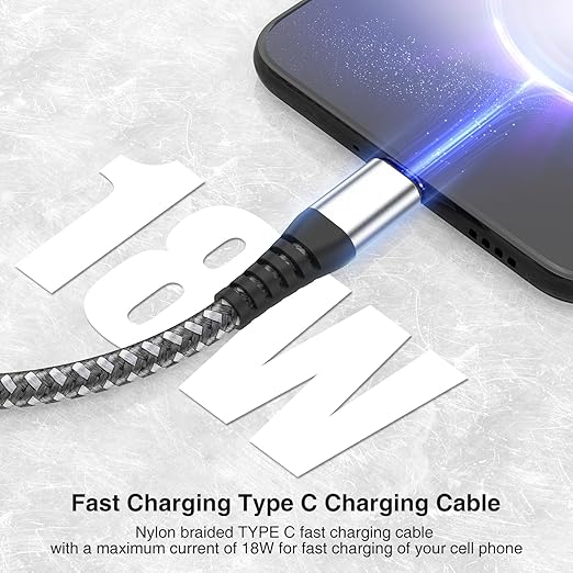 5Pack Short USB C Type C Cable 1FT,Nylon Braided Fast Charging 3A Quick Charger Cord,USB A to Type C Charger Cord Cable for iPhone 15 Samsung Galaxy S20 S10 S9 S8 Plus S10E, Note 20 10 9 8, Moto G7 G8