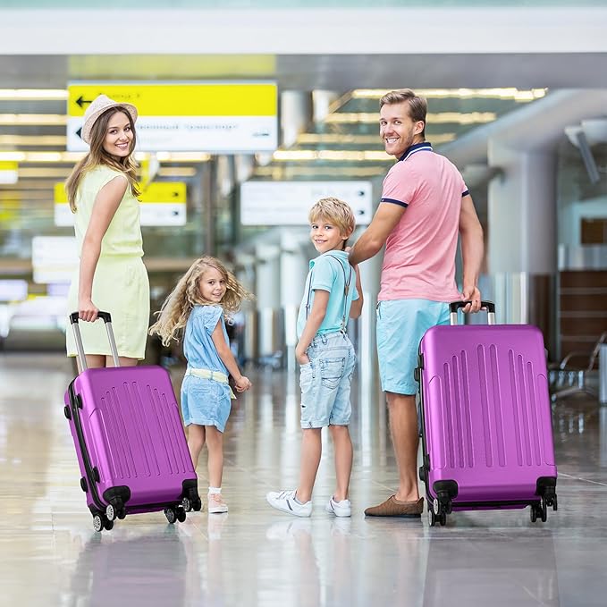 Karl home Luggage Sets 3 Piece, ABS Hardside Suitcase Set with Double Spinner Wheels & TSA Lock for Travel Business, 3-Piece Set (20/24/28), Purple