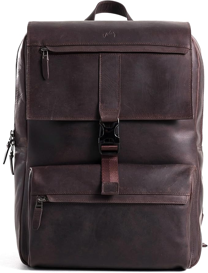 Leather Backpack for Men & Women, Classic Dark Brown - Handcrafted Top Grain Leather vintage backpack with 17-Inch Laptop Sleeve - Lightweight, Stylish & Durable for Business, Travel & Everyday Use